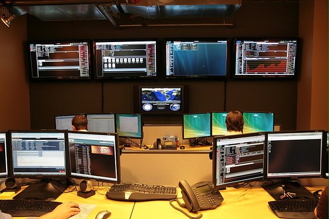 Network Operations Center monitoring room of the Internet Service Provider I'm currently on this one.